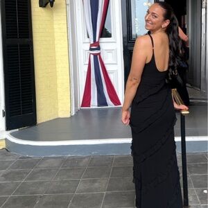 Elegant Black Ruffled Maxi Dress